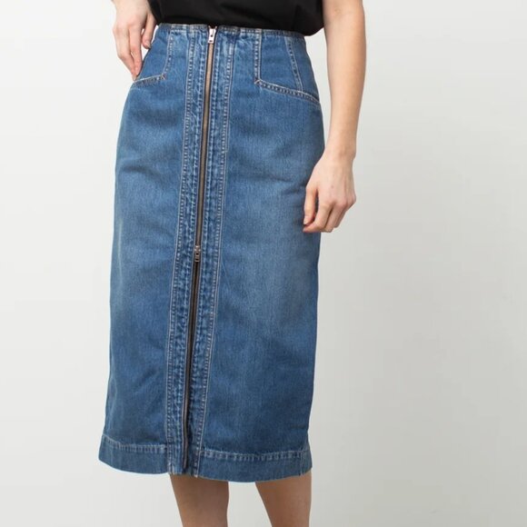 Exposed Zip Nonstretch Denim Pencil Skirt Closed Denim - Picture 2 of 15